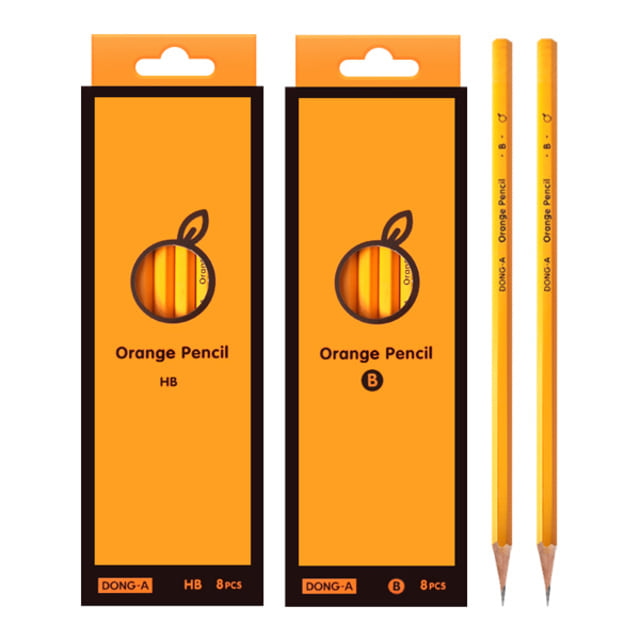 동아연필 오렌지 연필 8본 HB, B